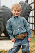BOYS shirt L/S PRINT - GRN MTW7062227 MTW7060227