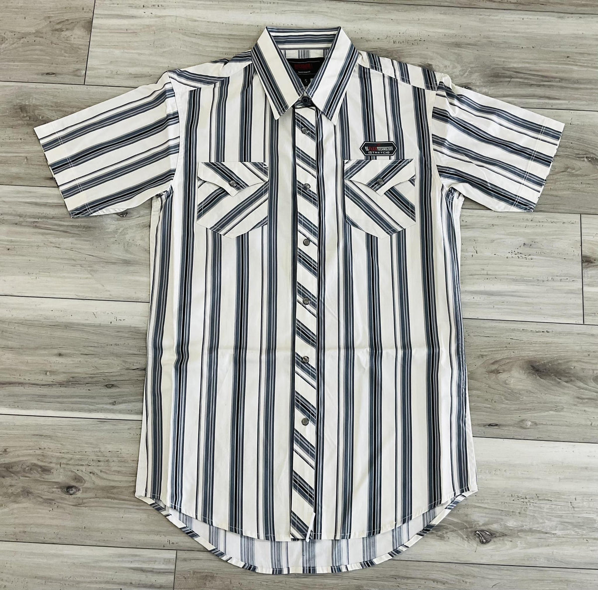ROCK & ROLL MEN’S NATURAL STRIPE PRINTED SHORT SLEEVE SHIRT |BMN3S09650