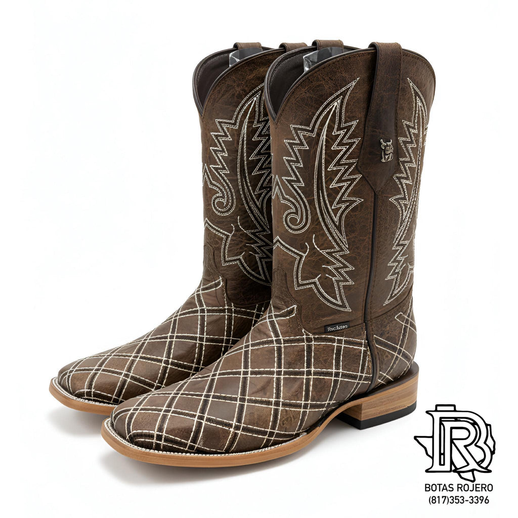 “Riley” Men’s Palmas / Rombos Pattern Western Boots