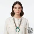 SILVER & TURQUOISE WESTERN WOMEN NECKLACE WITH EARRINGS