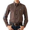 BOYS ARIATE TEAM OAK BROWN/LIGHT BLU LONG SLEEVE SHIRT | 10054069
