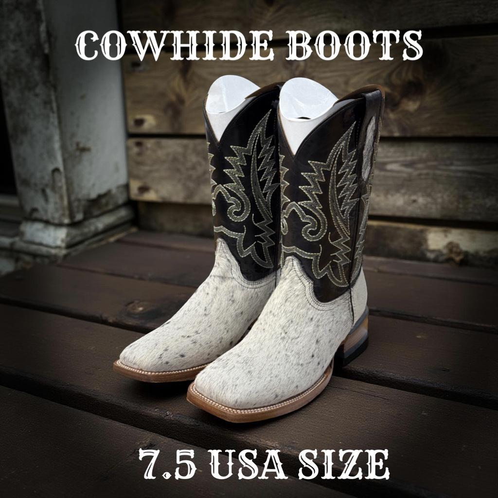 SIZE 7.5 USA COWHIDE BOOTS SQUARE TOE BOOTS