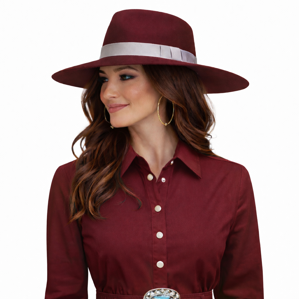 “ TEAR DROP” RED |  LADIES PINCH FRONT FASHION WESTERN HAT T7810004