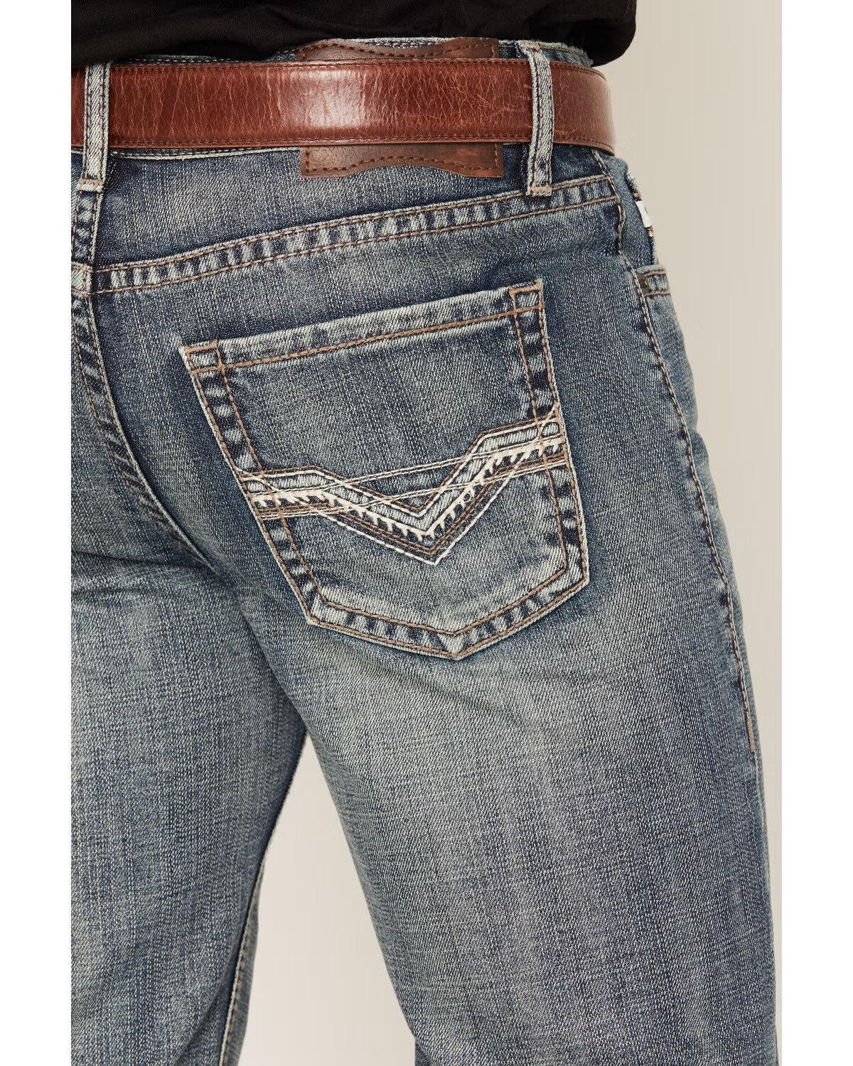 ROCK & ROLL  MEN'S DOUBLE BARREL MEDIUM WASH RELAXED BOOTCUT  JEANS | BM0SD09800