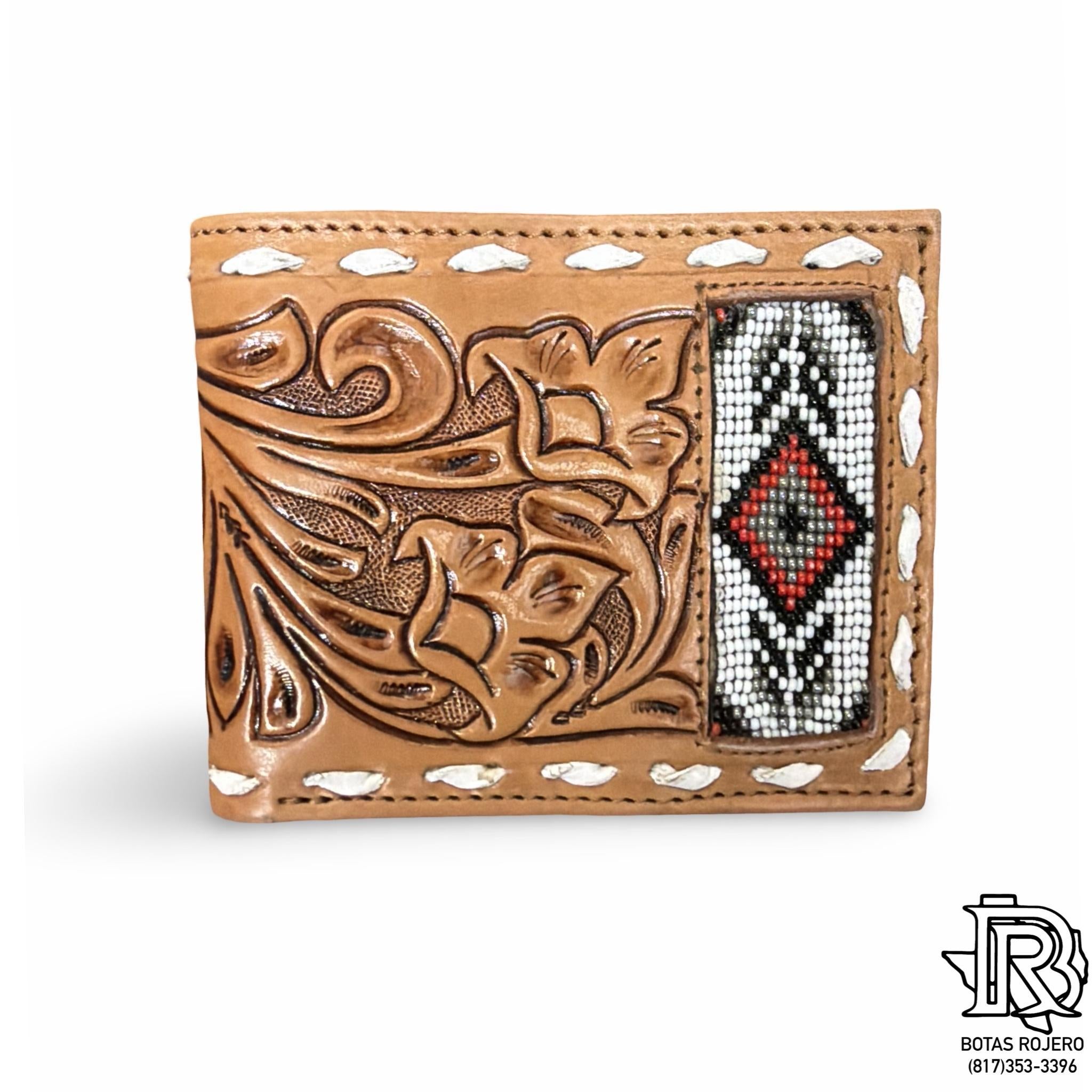 “ ARTHUR  “ |IRON SPUR WESTERN CO. MEN BI FOLD WESTERN TOOLED LEATHER WALLET BEADED