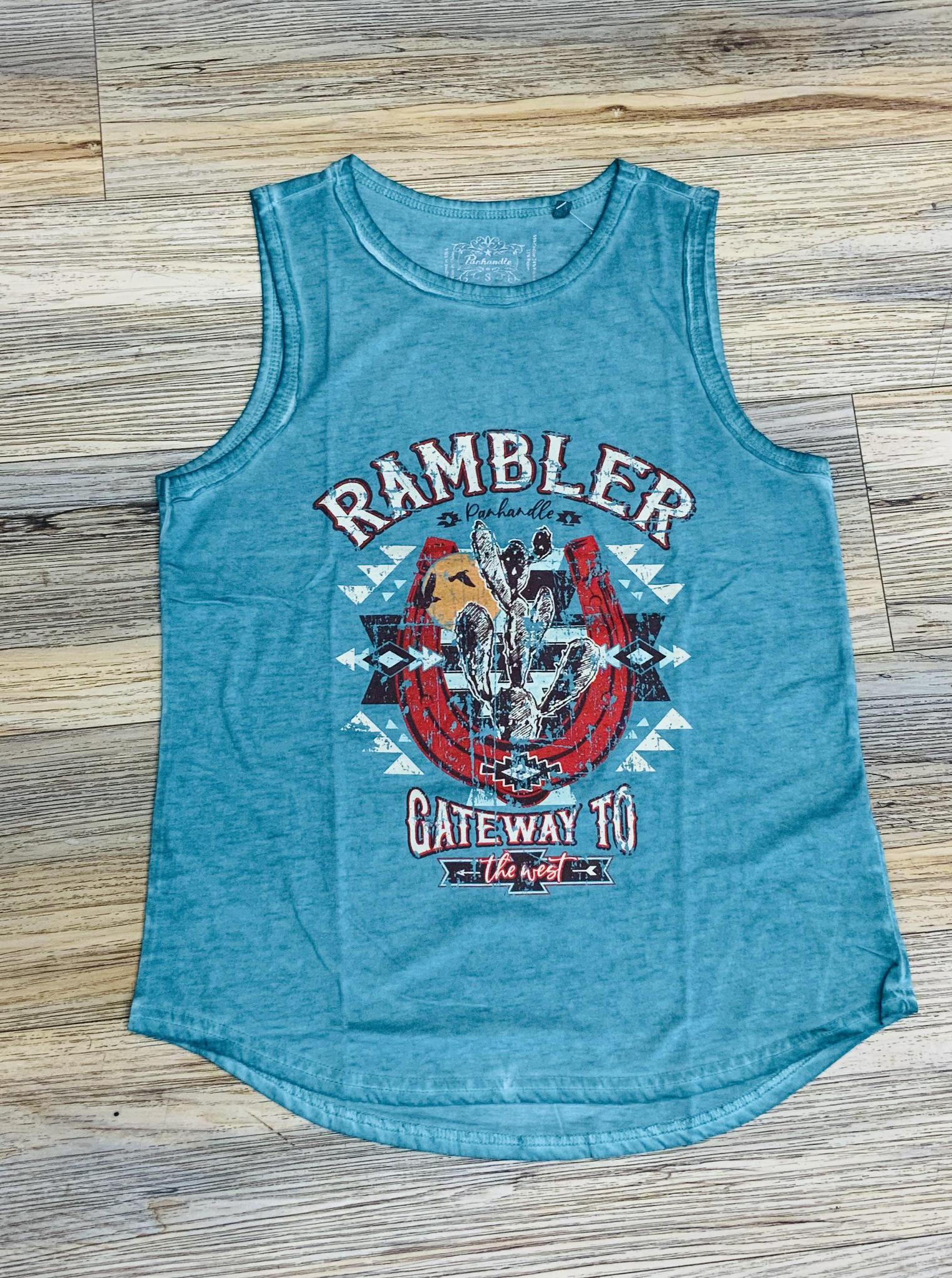 Women’s rock & roll garment Dye graphic tank turquoise | LW20T03441
