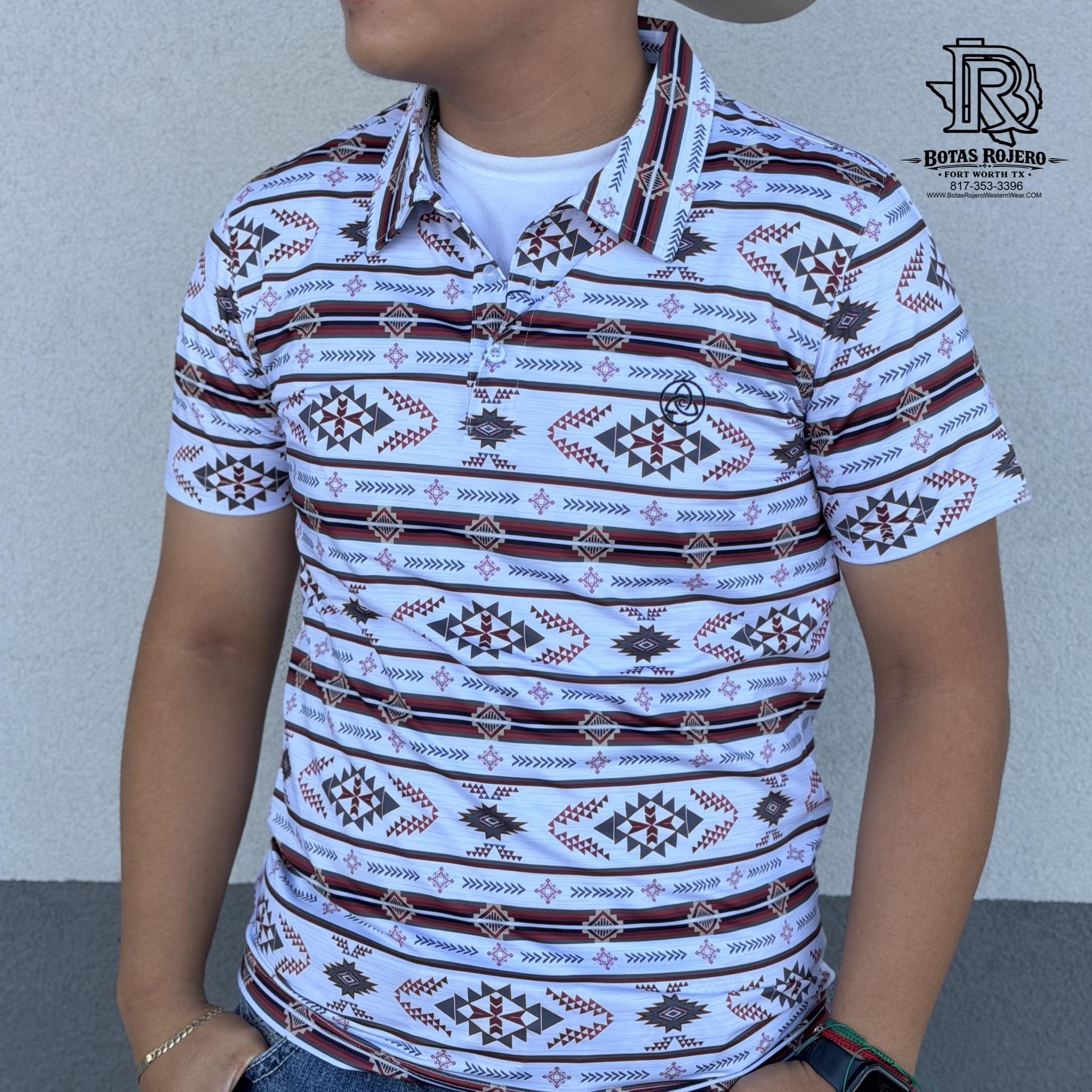 CUEROLINE MEN’S RED/WHITE AZTEC POLO | SKCL2026P37