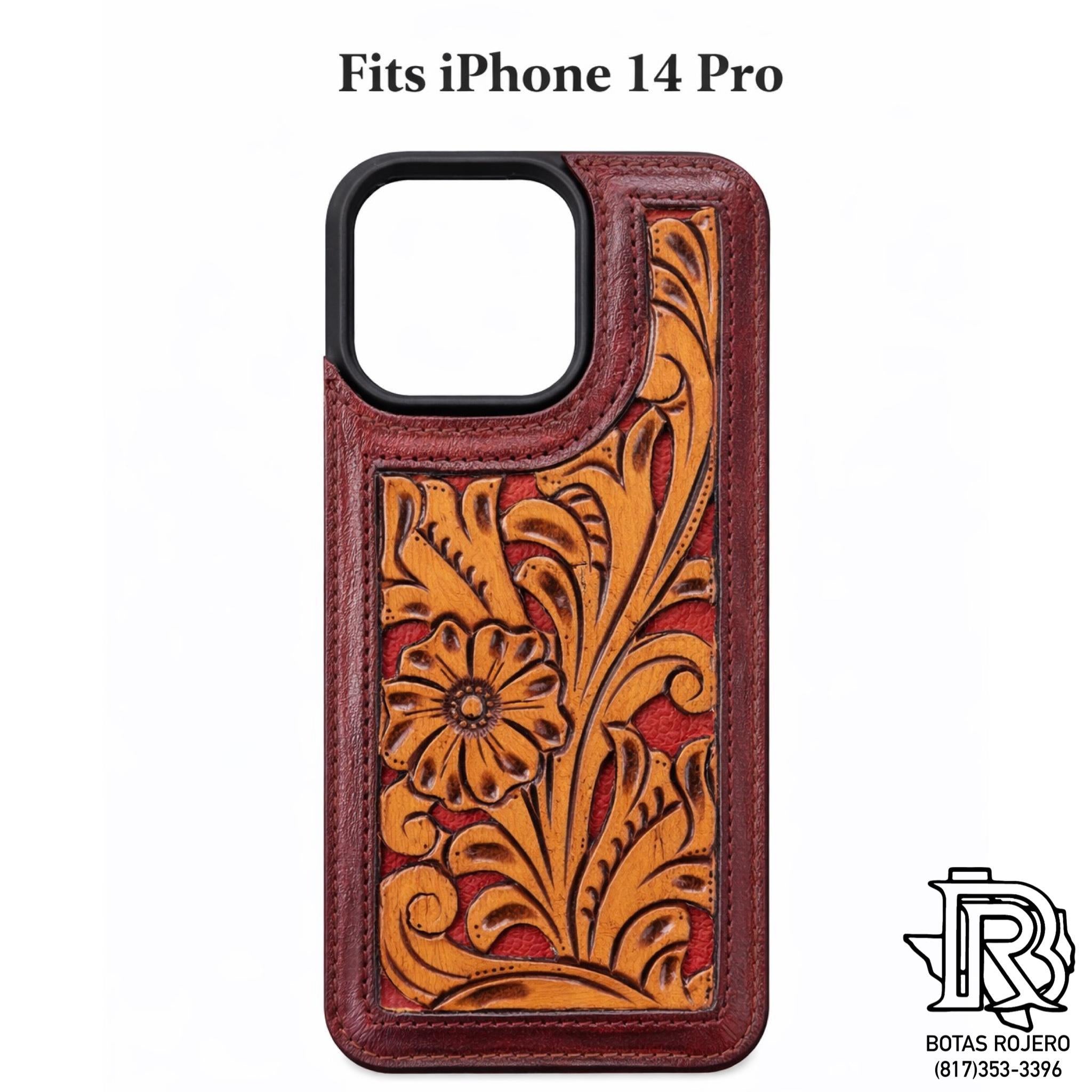 “ FLINT “ | iPhone 14 Pro Hand-Tooled Leather Phone Case