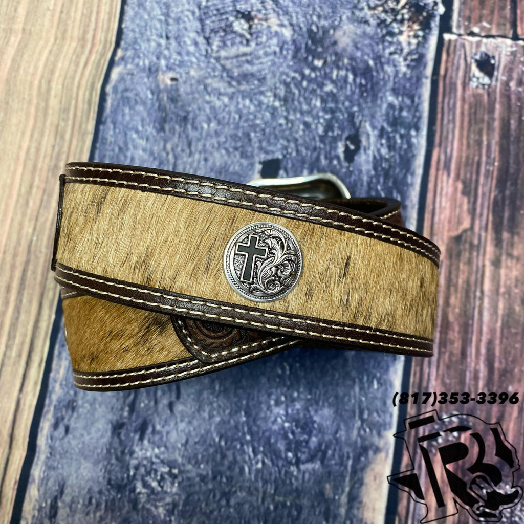 Calf Hair Cross Concho Brown Tapered 1 7/8-1 1/2 D100011302 FINAL SALE