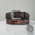 “ THE PUNCHY “ | 3D MENS BELT 1 1/2 TOOLED TABS WOVEN INLAY BLACK D100012301