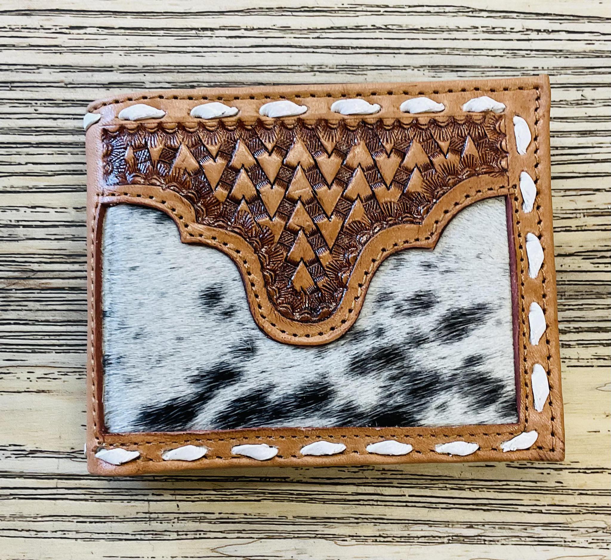 “ MATEO  “ | MEN BI FOLD WESTERN TOOLED LEATHER WALLET COWHIDE