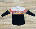 Mens Panhandle long sleeve 2pkt Aztec Border Black Shirt | SMN2S03219
