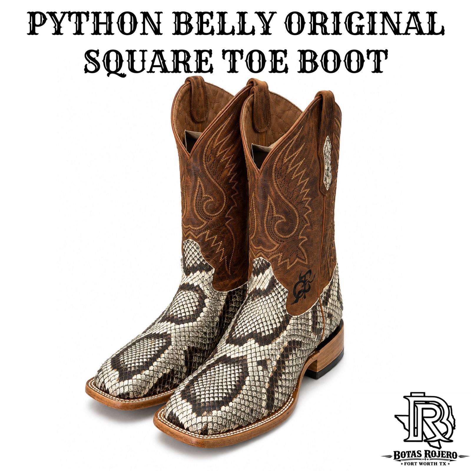 “ Golden Prairie ” | PYTHON BELLY ORIGNAL MEN SQUARE TOE WESTERN BOOTS