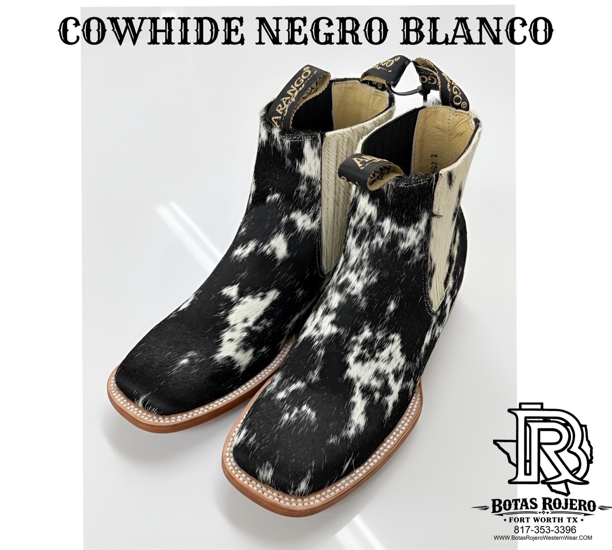 ‘’JAMES’’ COWHIDE ARANGO BOTIN BLANCO Y NEGRO
