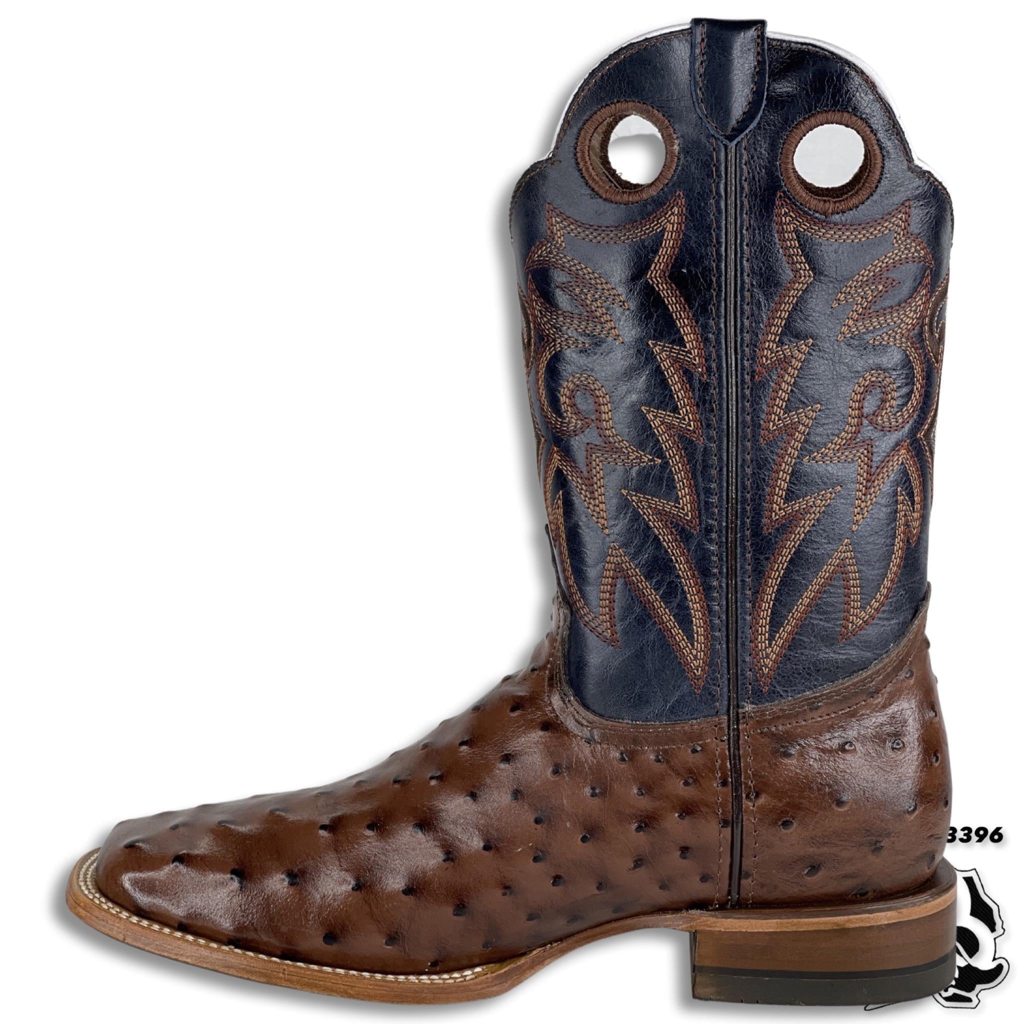 -OSTRICH BROWN PRINT | MEN SQUARE TOE WESTERN COWBOY BOOTS