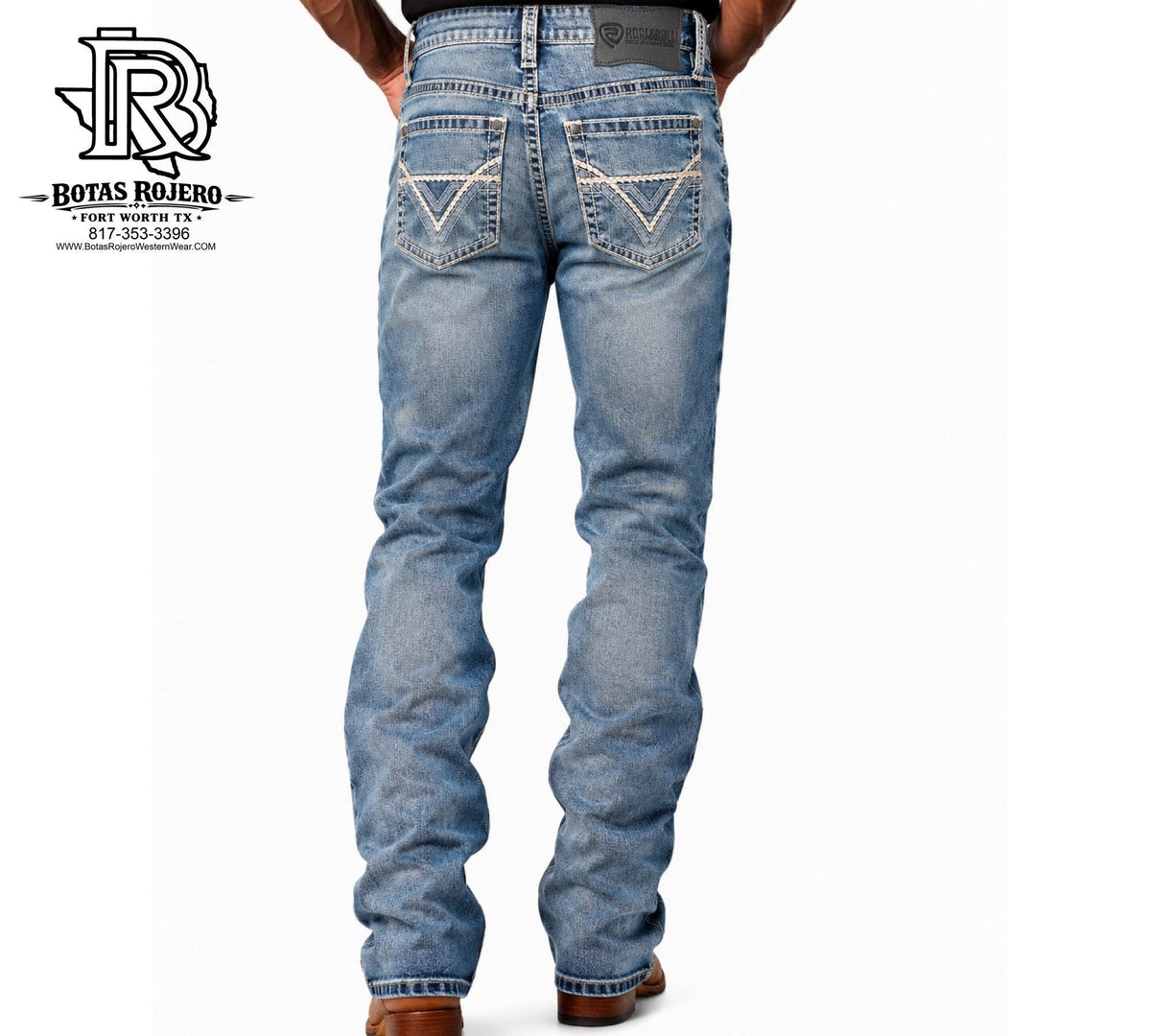 ROCK & ROLL DENIM MEN'S LARGE V REVOLVER WESTERN JEANS |BM1RD09954
