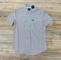 Mens Rock & roll short sleeve geo woven white shirt |TMN3S04298