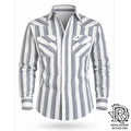 G08 | Iron Spur Men’s Western Snap Shirt – Classic Stripe Grey