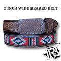 “ GIO  “ | MEN WESTERN BELT BEADED TOOLED LEATHER BROWN