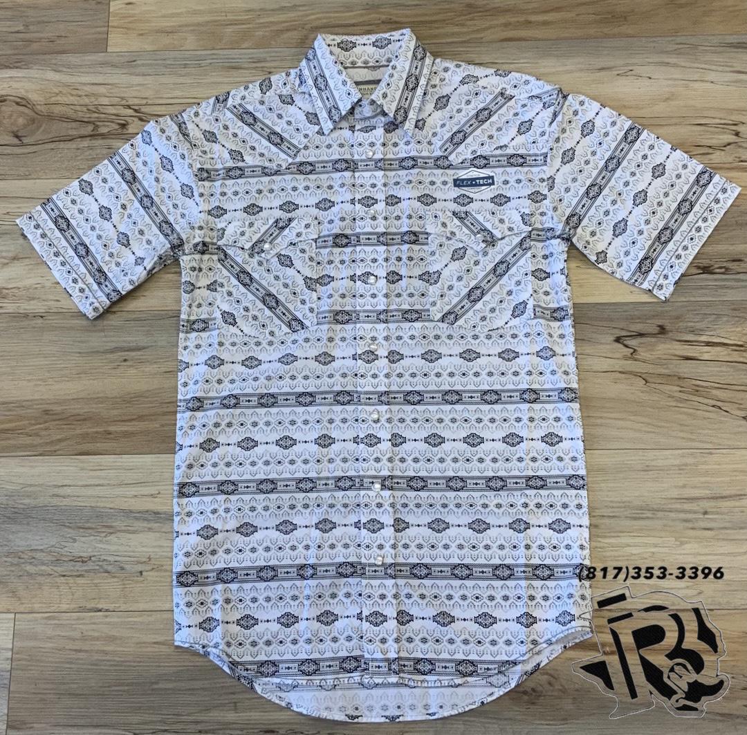 Mens 1A9 short sleeve 2 pkt snap white shirt rock & roll | RSMS1SR1A9