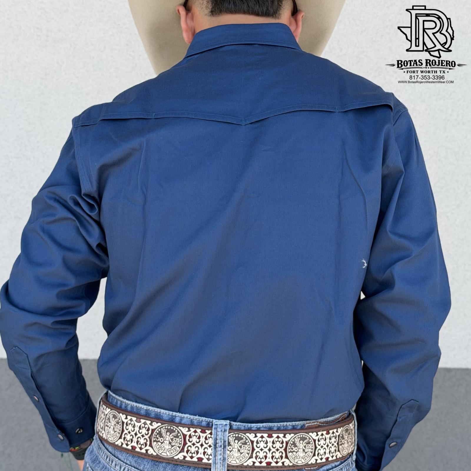 IRON SPUR | MEN WESTERN SHIRT NAVY LONG SLEEVE PEARL SNAP