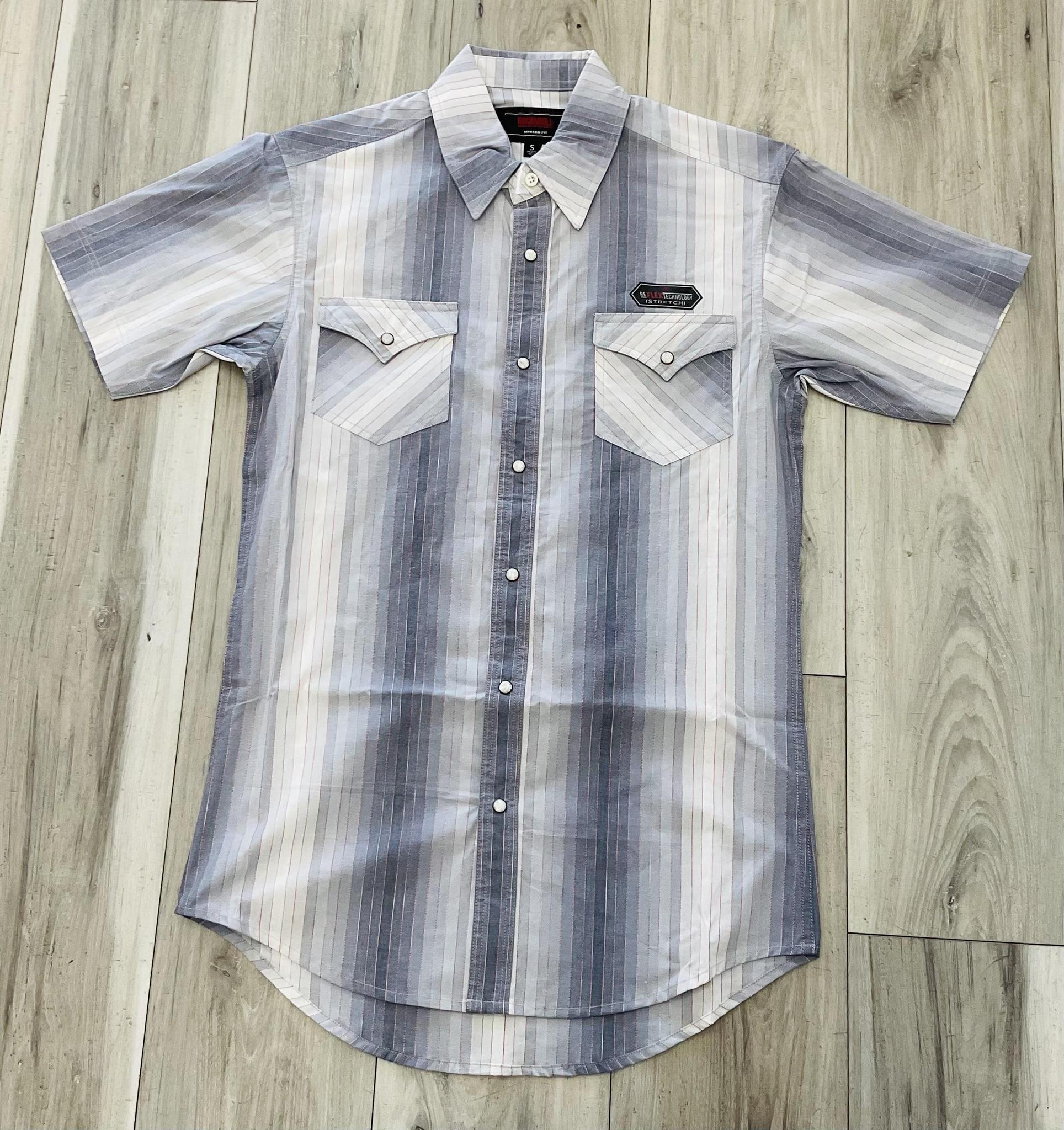 ROCK & ROLL MEDERN FIT BLUE SHORT SLEEVE SHIRT |BMN3S08310