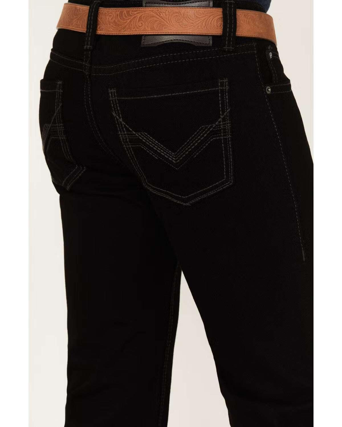 ROCK&ROLL MENS BLACK DOUBLE BARREL STRAIGHT BOOTCUT RELAXED FIT  | BM0SD02484