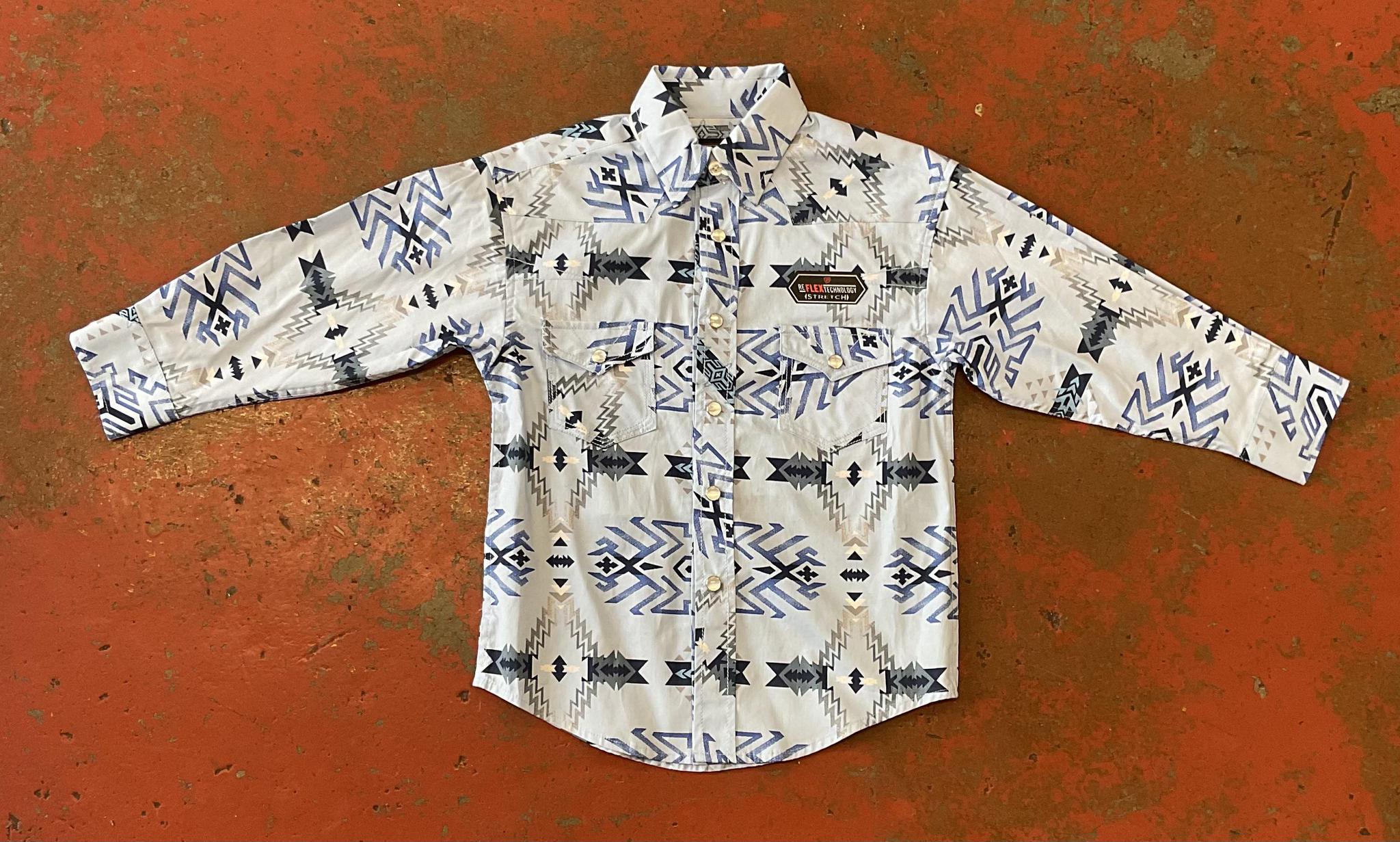 RRCB BOYS B LONG SLEEVE SNAP PANHANDLE BLUE SHIRT |RRBS2SRZ7Z