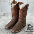 “ WESTON “ PYTHON JUMBO MATTE BROWN SQUARE TOE WESTERN BOOTS REYWELT