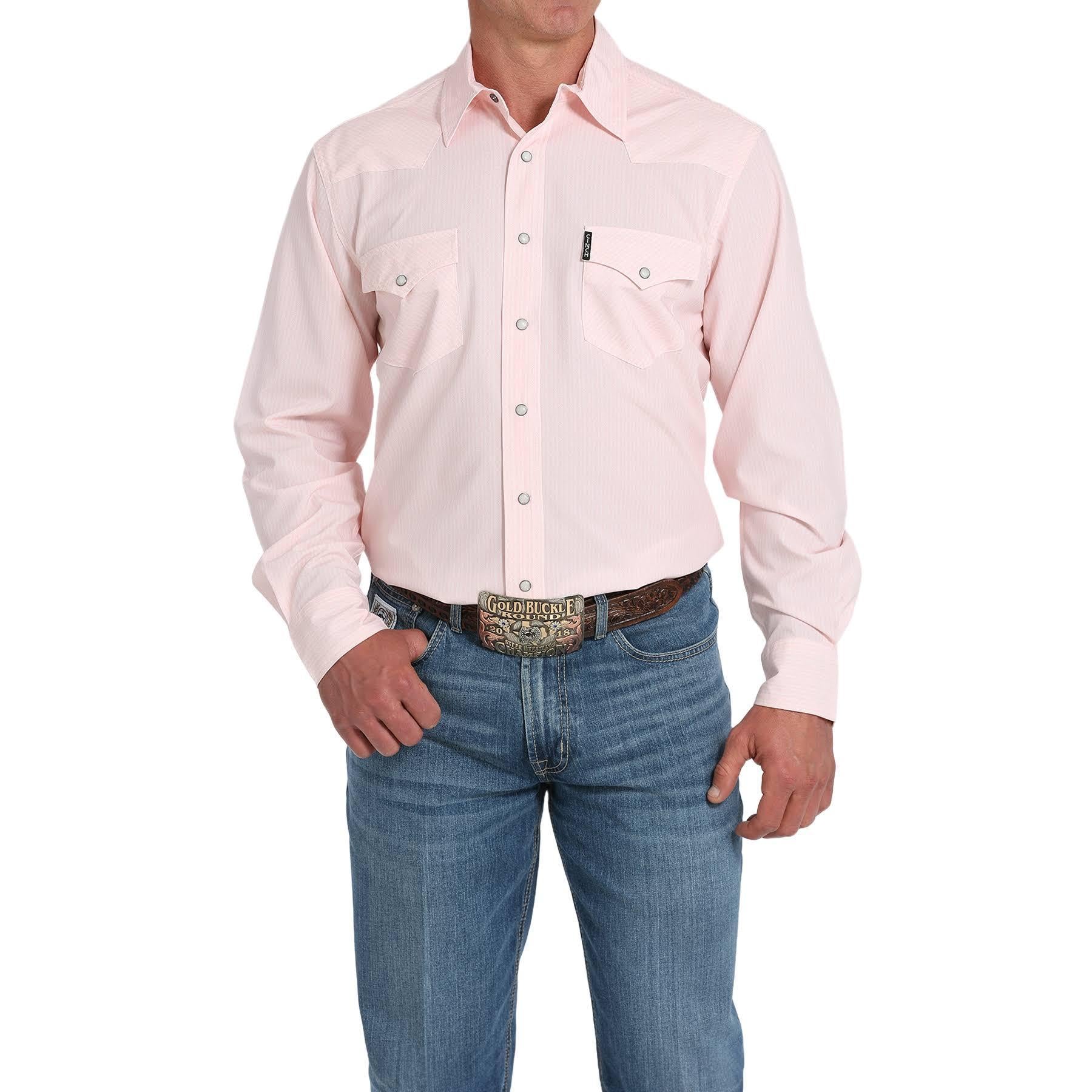Cinch Men's Pink Modern Fit Floral Stripe Print Snap Shirt| MTW1303087