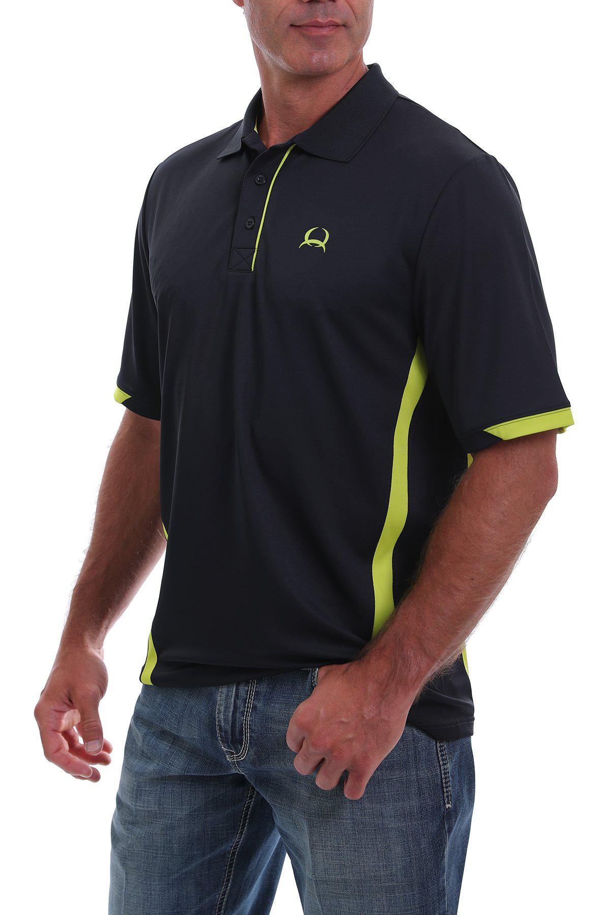 MEN'S CINCH ARENAFLEX POLO - NAVY AND LIME COLOR BLOCKED MTK1864002