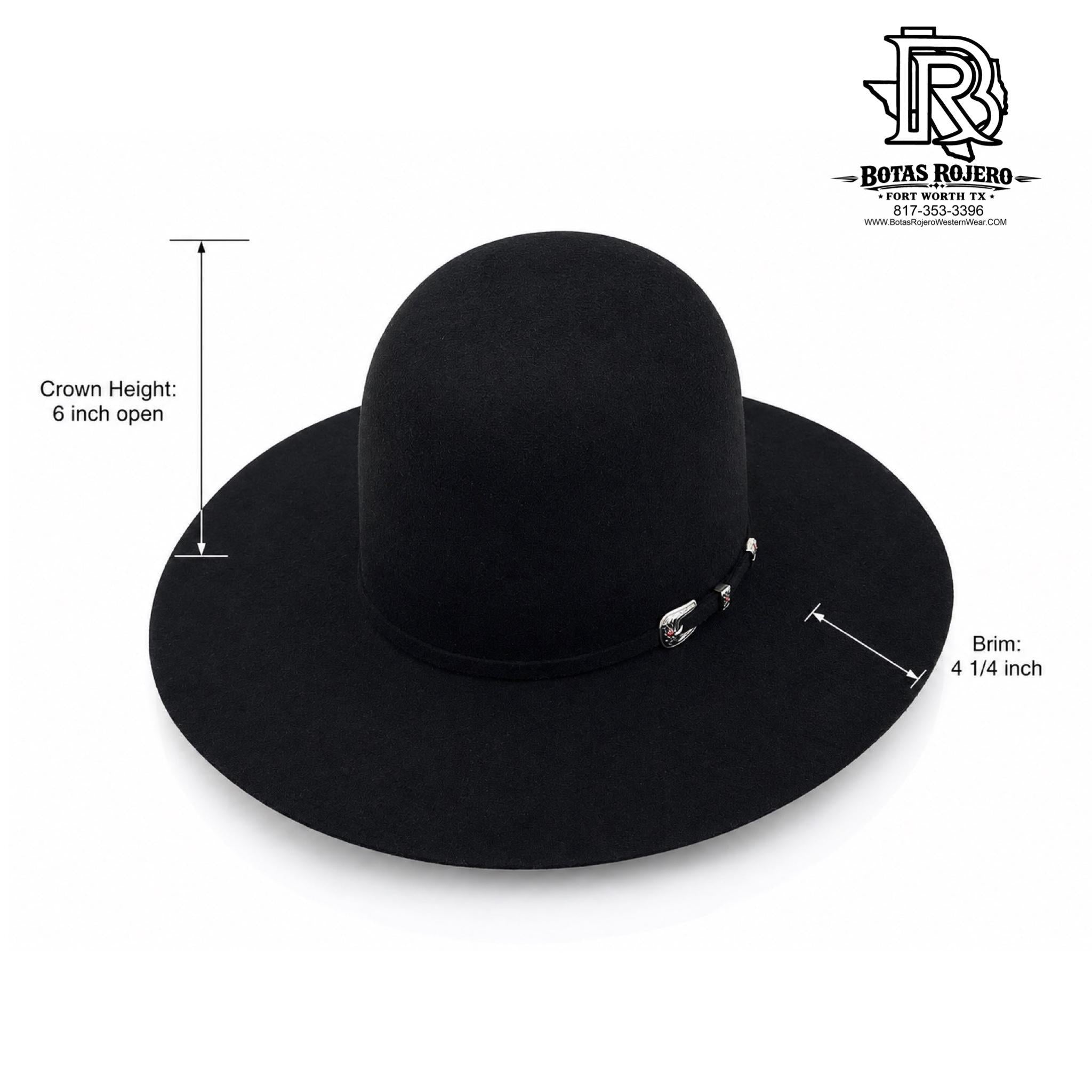 8X Wool Black | Iron Spur Western Hat Black 6 inch Crown 4 1/4 inch