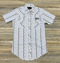 ‘’BRANDO’’ ROCK & ROLL WHITE AZTEC STRIPED SHORT SLEEVE SHIRT |BMN3S06493
