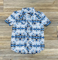 Boys Rock & Roll Tek short sleeve 2pkt Aztec snap blue shirt | BBN3S04218