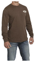 MENS LONG SLEEVE TEE HEATHER BROWN CINCH | MTT1721003