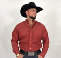 ARIAT MEN’S  RED TRUETT FITTED LONG SLEEVE SHIRT|10065807