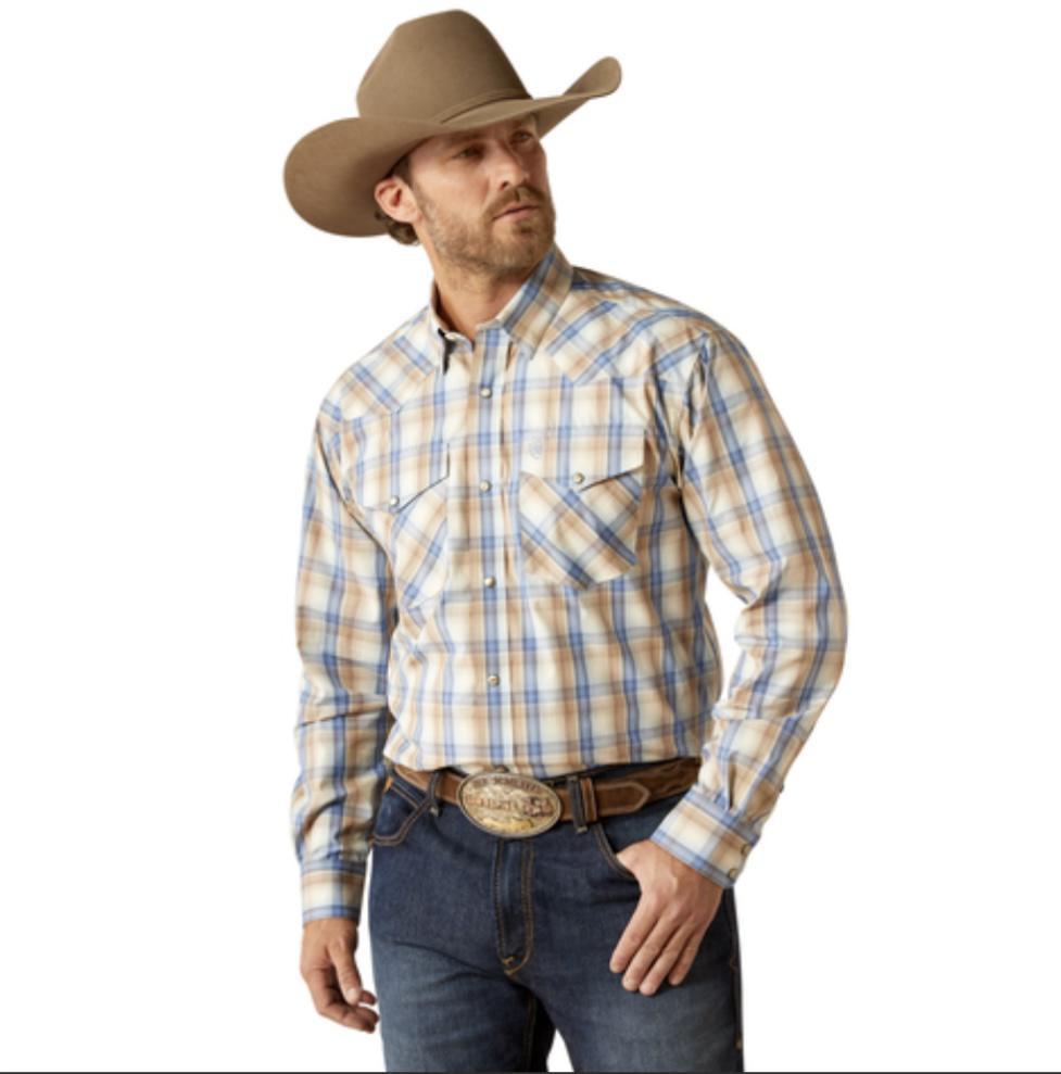 MENS ARIAT PRO CLINT SNAP KHAKI LONG SLEEVE SHIRT | 10054075