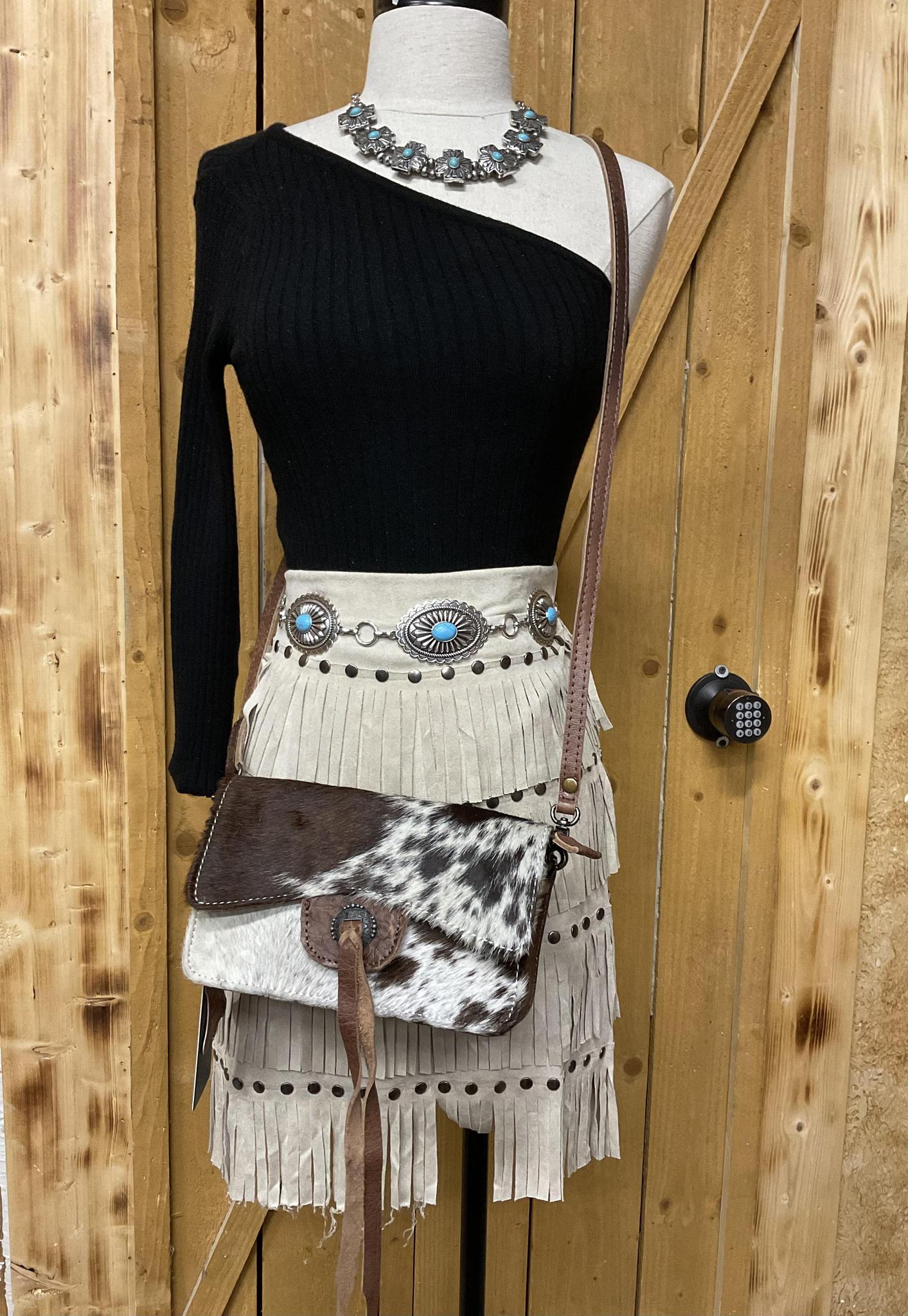 WOMENS COWHIDE CROSSBODY PURSE
