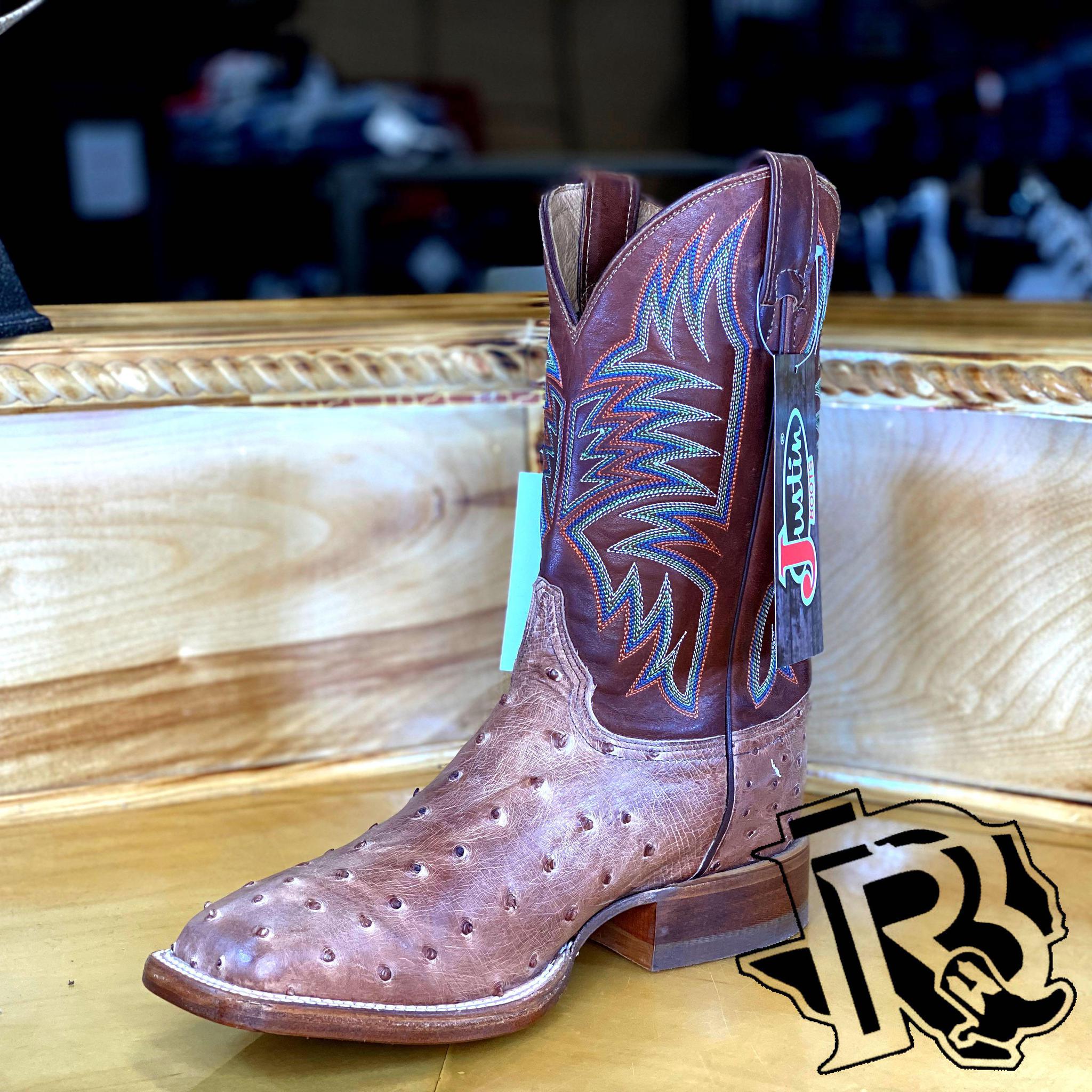 JUSTIN BOOTS : ORIGNAL Ostrich Square Toe Boots