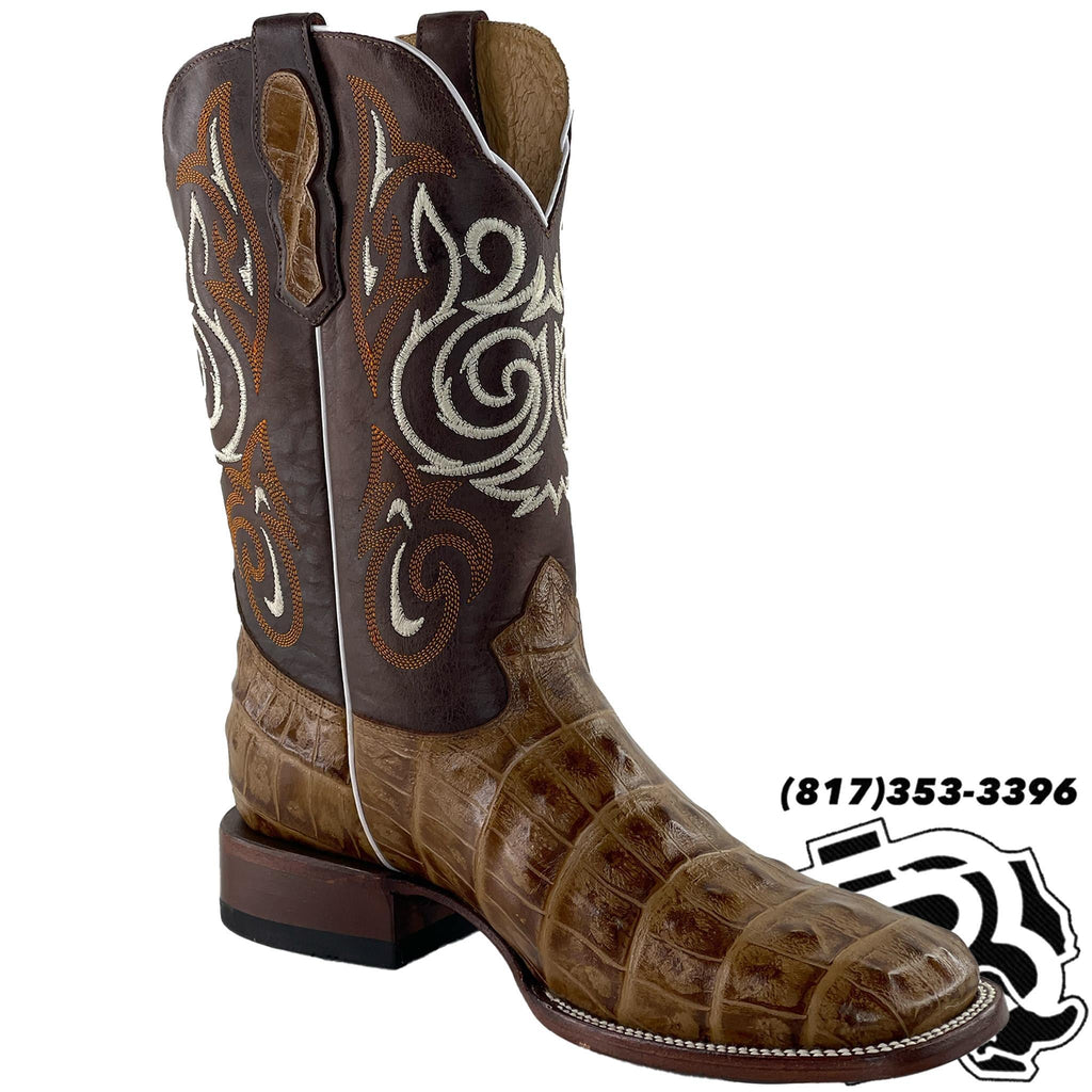 CAIMAN TAIL BELLY PRINT |  RUSTIC HONEY MEN SQUARE TOE BOOT MOH190