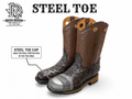 STEEL TOE CHOCOLATE OSTRICH PRINT SQUARE TOE WESTERN WORK BOOTS