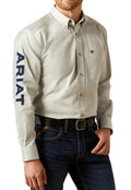 Ariat Men’s Team Logi Twill Silver Grey Classic Fit Button Down Shirt | 10059133