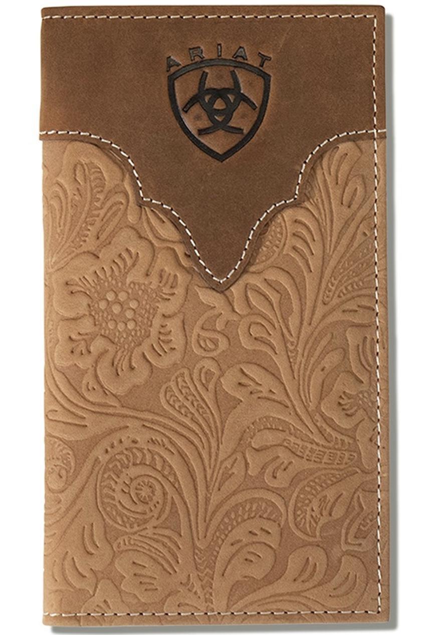 ARIAT RODEO FLORAL EMBOSSED BROWN  WALLET - A3555502
