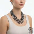 WESTERN SILVER NECKLACE WITH CLEAR PEARLS