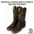 “ Cattleman “ | CAIMAN BELLY TABACO MEN WESTERN SQUARE TOE BOOTS