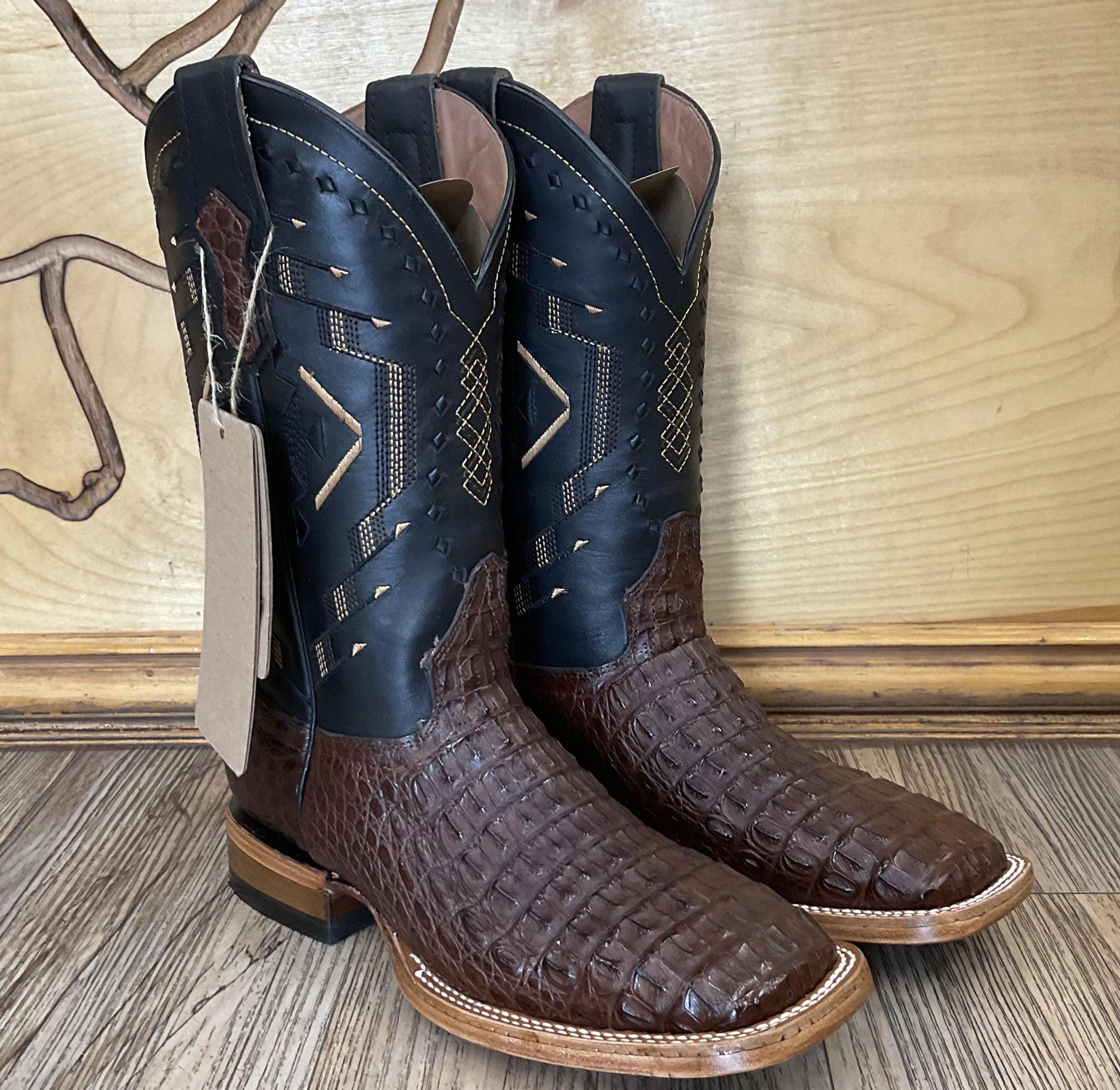 "KEVIN"|MEN’S TABACO CAIMAN SQUARE TOE BOOTS