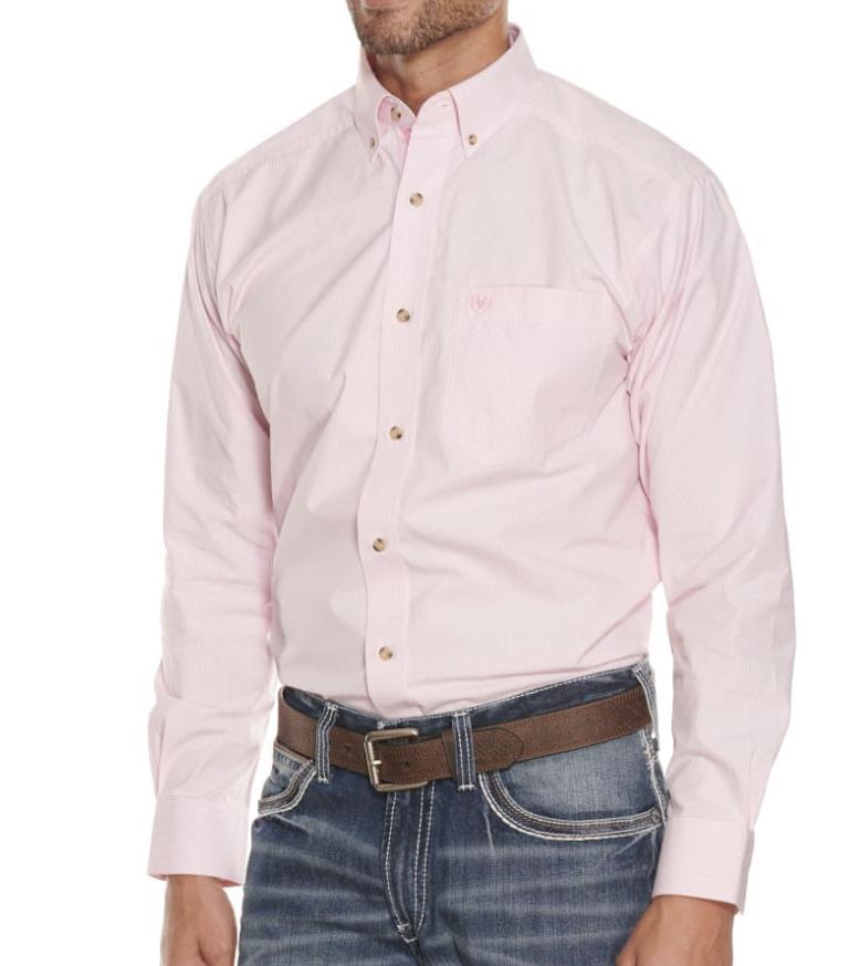 Ariat Pro Series Men's Pink Mini Stripes Western Shirt |10023596