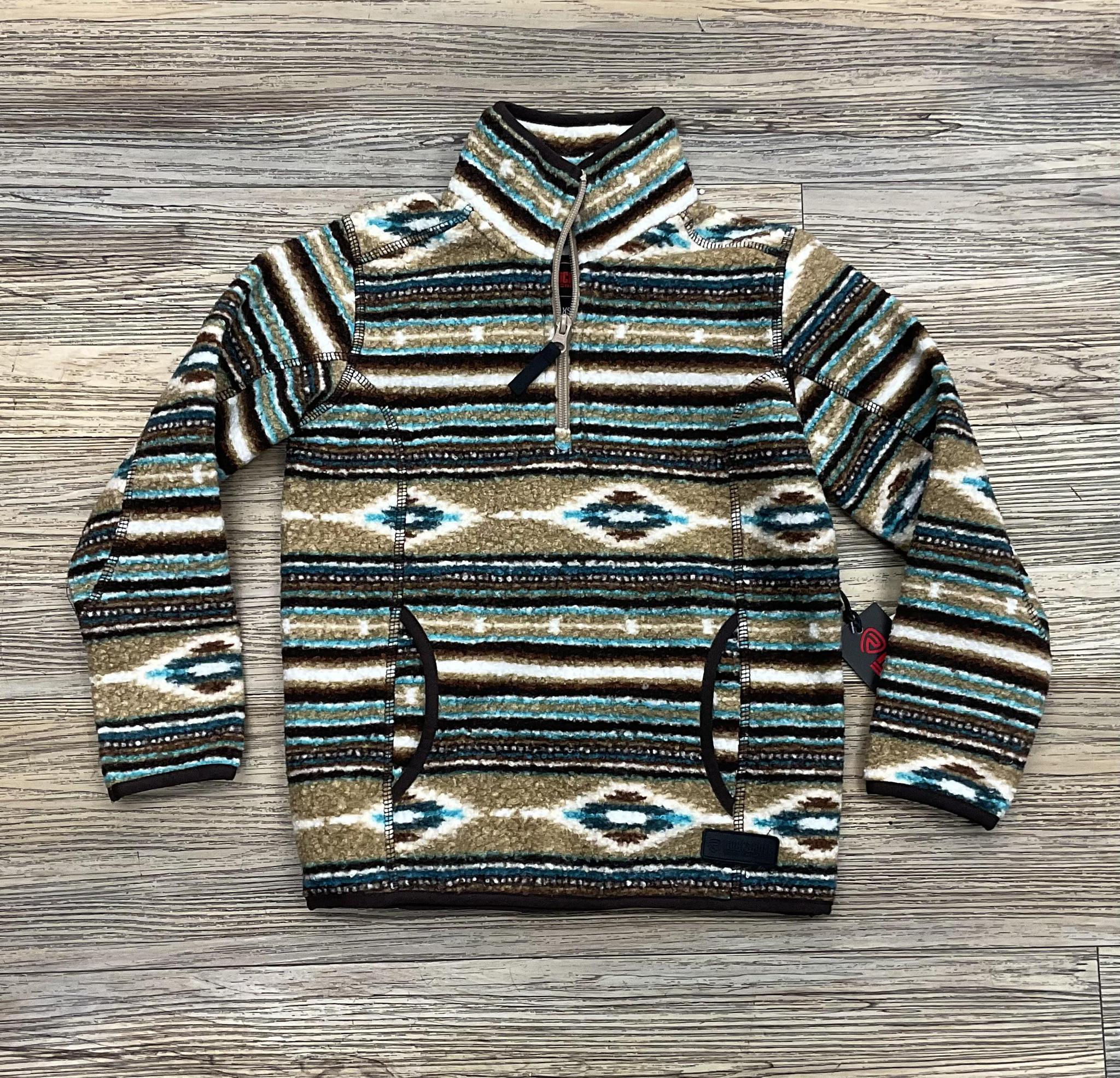 Kids Cozy Berber Stripe Pullover | Tan | Rock & Roll | BK91C05551