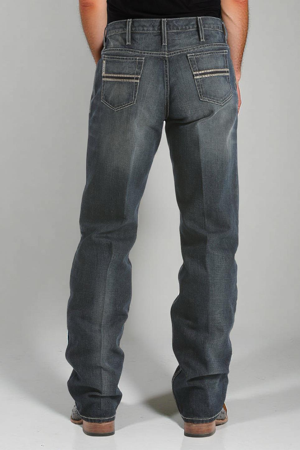 BOOT CUT DARK STONE WASH MENS RELAXED FIT WHITE LABEL JEANS MB92834019 WHITE LABEL