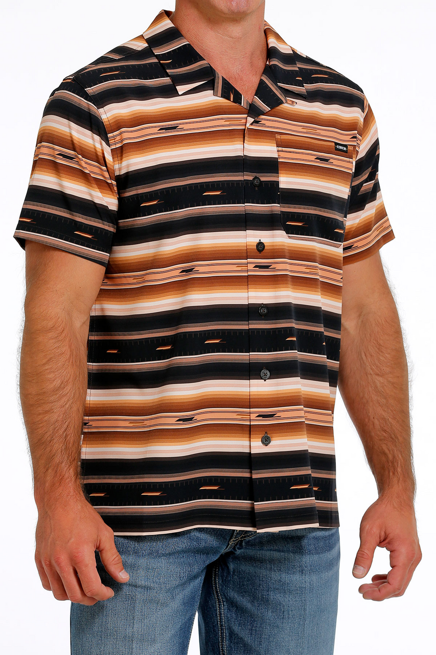 CINCH CAMP BROWN STRIPE PRINT - MENS SHIRT | MTW1401038